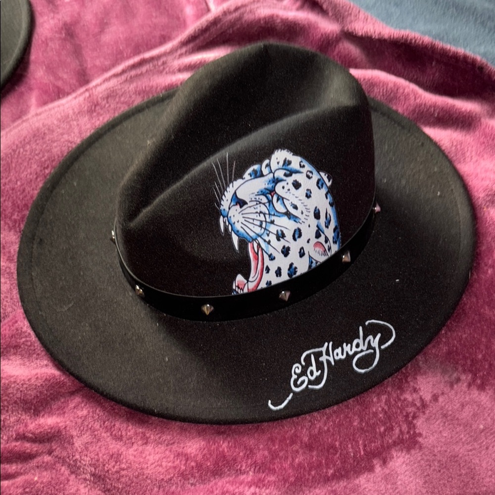 Ed Hardy Black Hats -Classic “love kills slowly” & cheetah